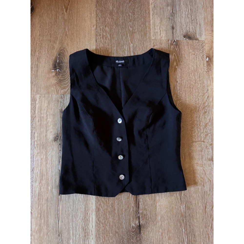 Madewell Black Waistcoat Vest Button Down Tailored Top Vest Size 0